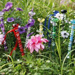 ZYEHXED assembled beaded garden stake in hand showing finished look