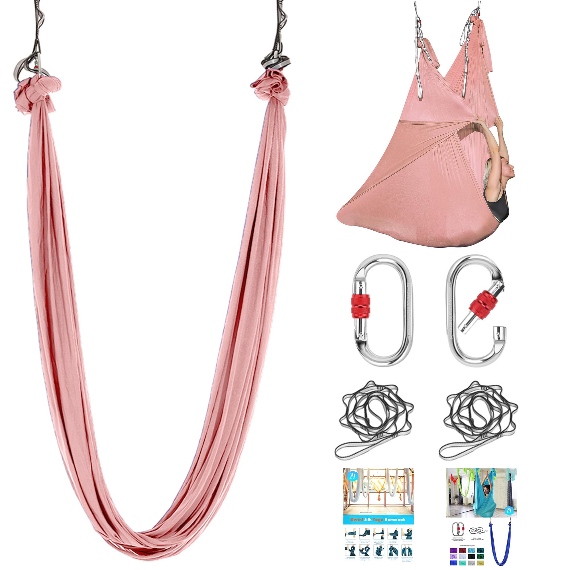 ZYOsJK front view of aerial silk swing kit showing complete starter set benefit