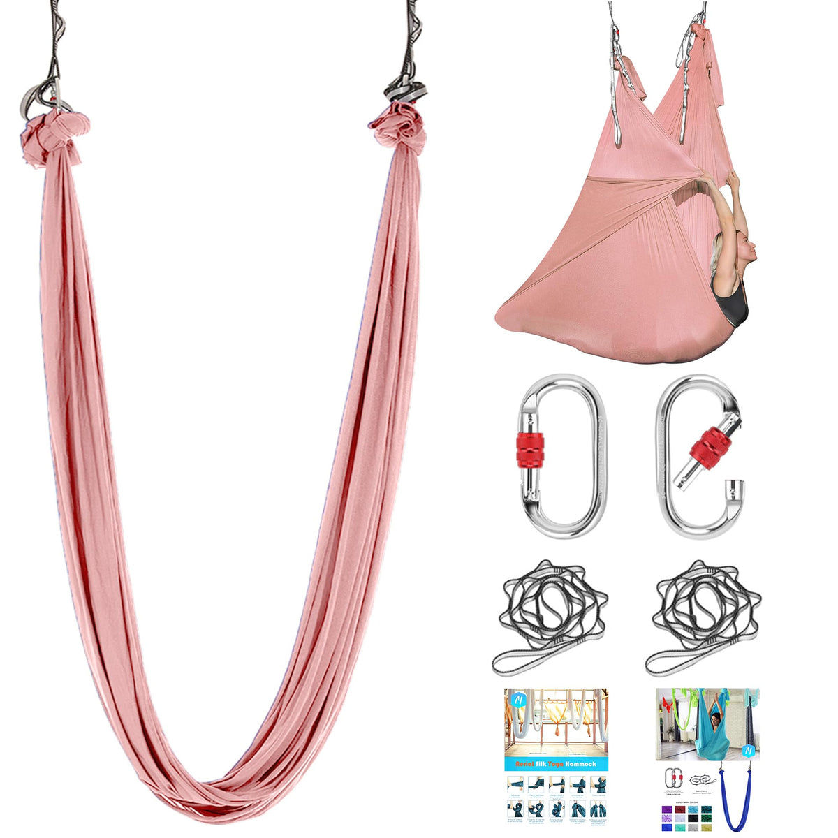 ZYOsJK front view of aerial silk swing kit showing complete starter set benefit