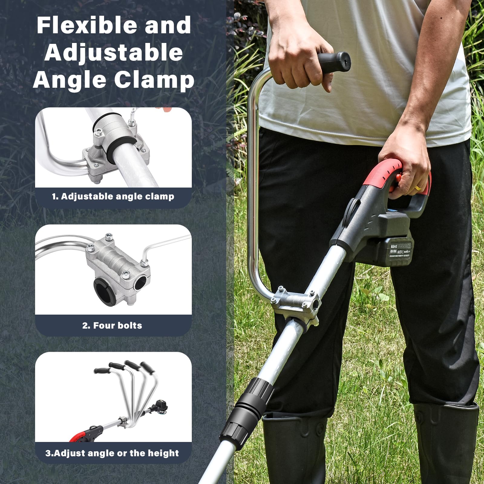 ZZM clamp bracket mounted on trimmer shaft for secure attachment