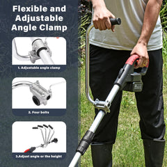 ZZM clamp bracket mounted on trimmer shaft for secure attachment