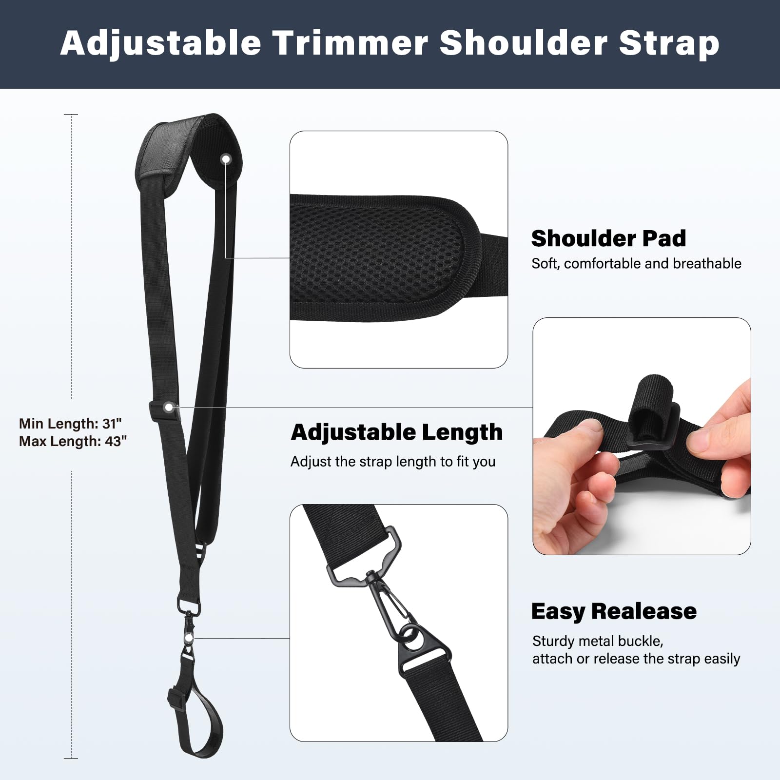 ZZM shoulder strap detail with mesh pad for breathable comfort