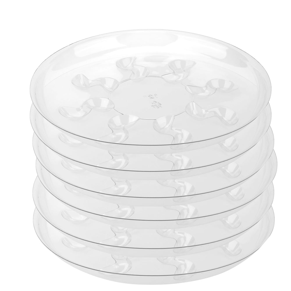 ZZPYXIA clear plant saucer front view showing size and transparency benefit