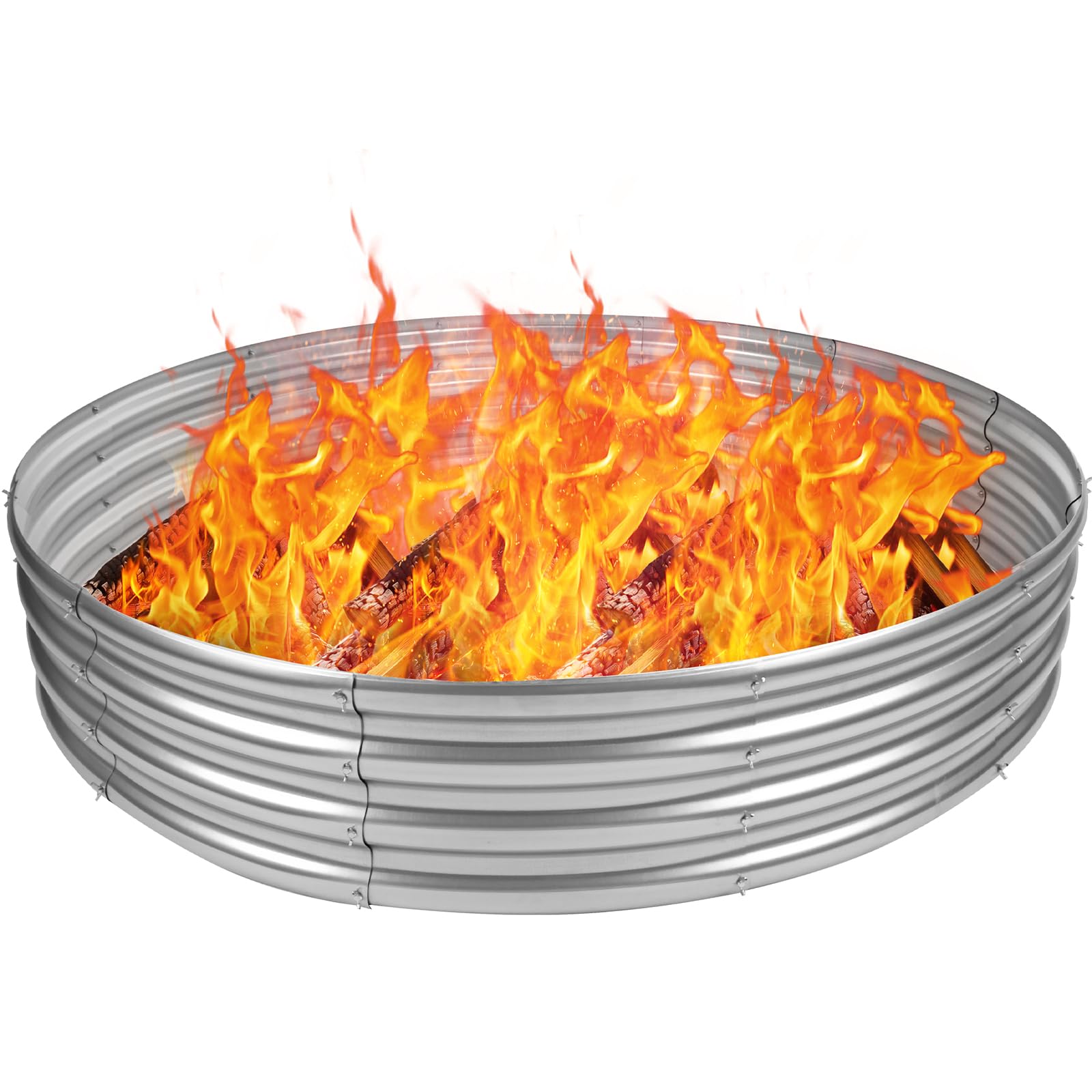 Zzuvjoy front view of 60-inch fire pit ring showing full circumference and sturdy walls