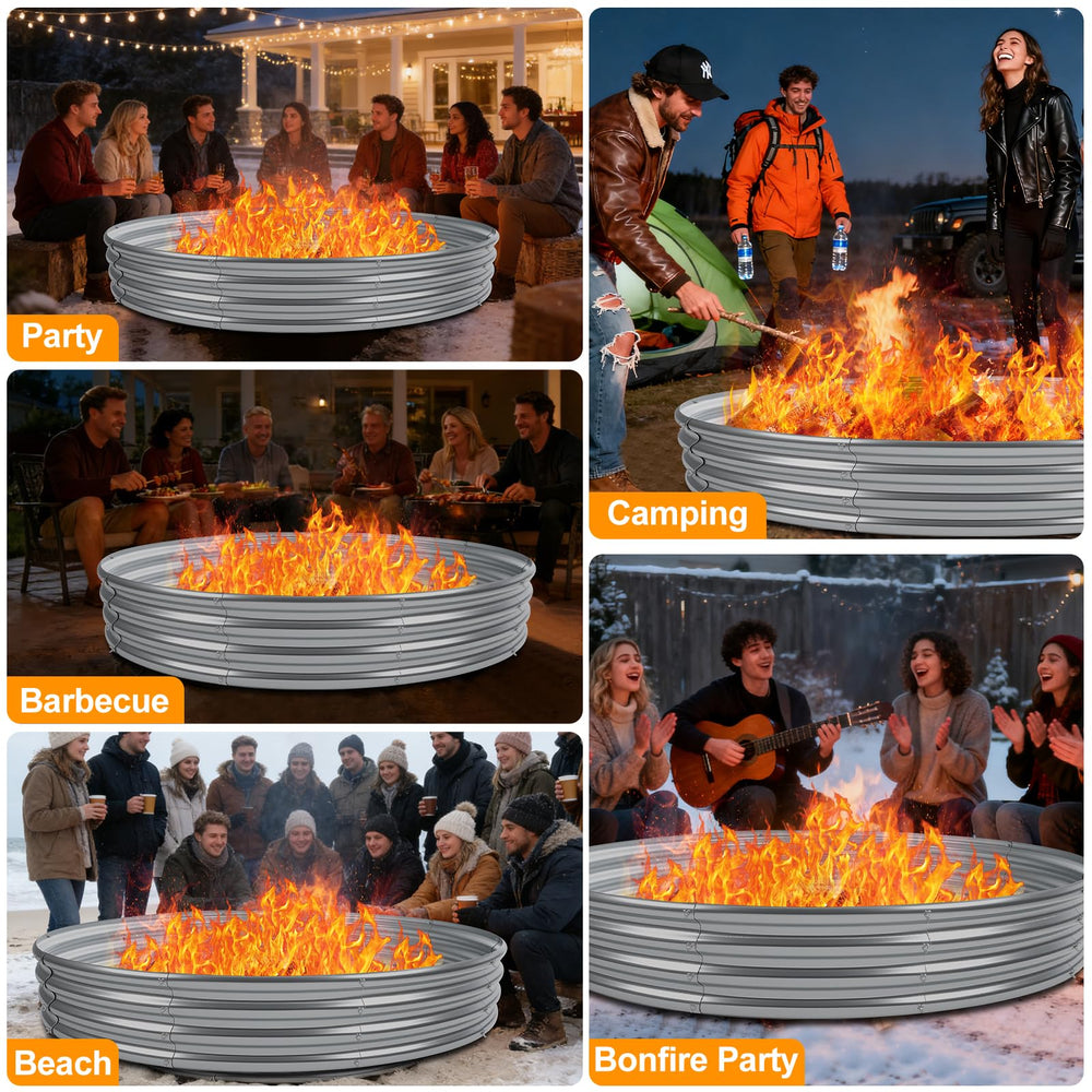 Zzuvjoy fire pit ring in backyard with friends demonstrating social warmth