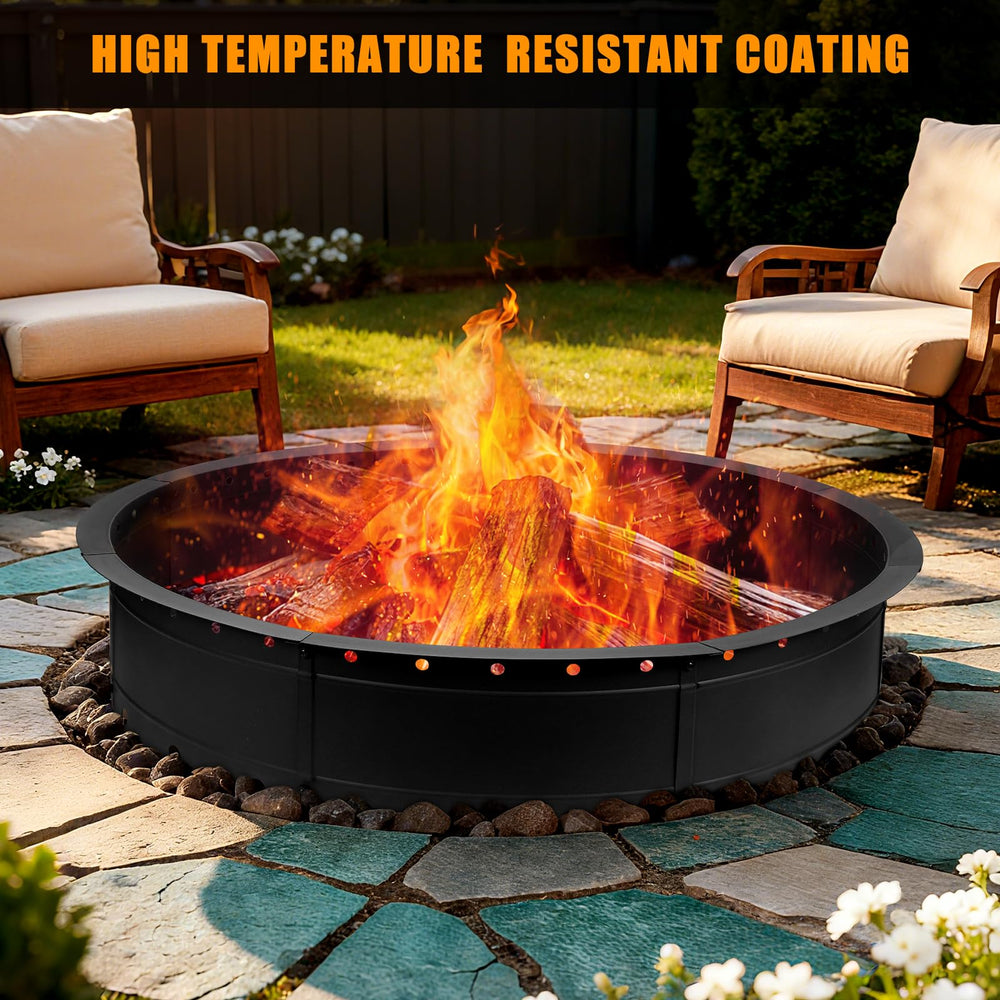 Zzuvjoy fire pit ring in use at night creating warm flames for outdoor gatherings