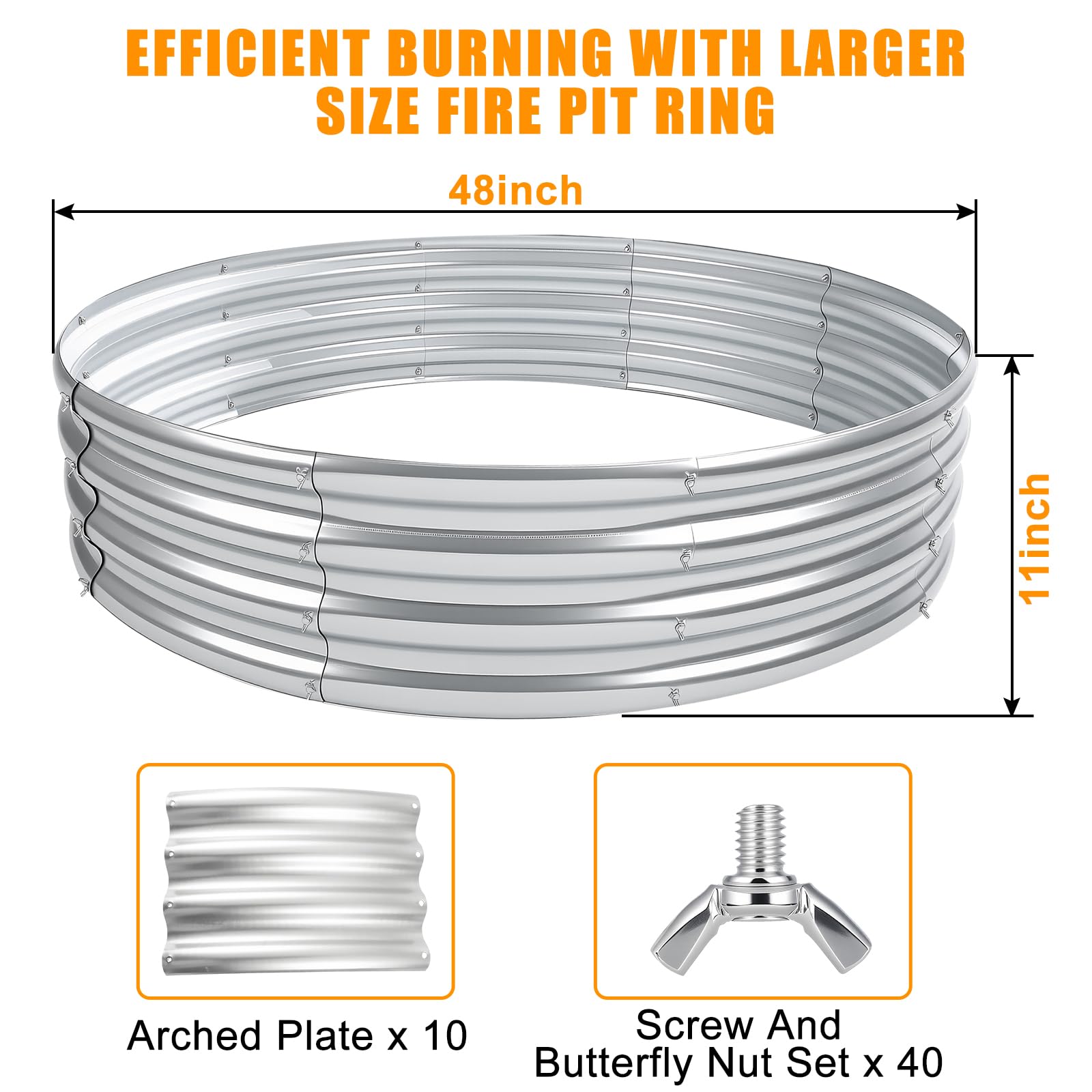 Zzuvjoy fire pit beside chairs showing 48 inch scale and seating benefit